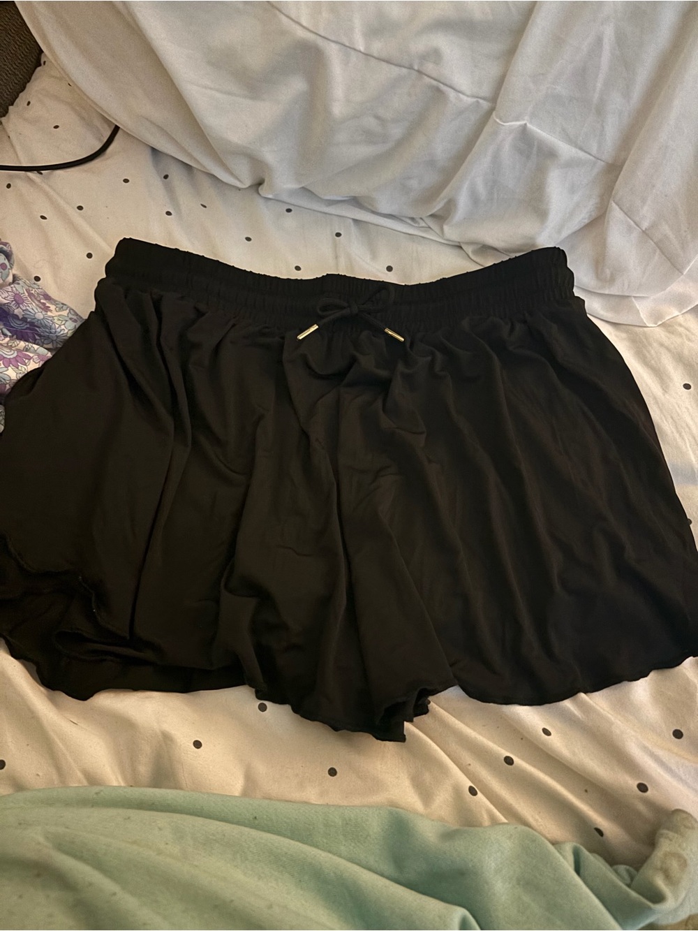 Justice Black Drawstring Elastic Waist Flow Shorts